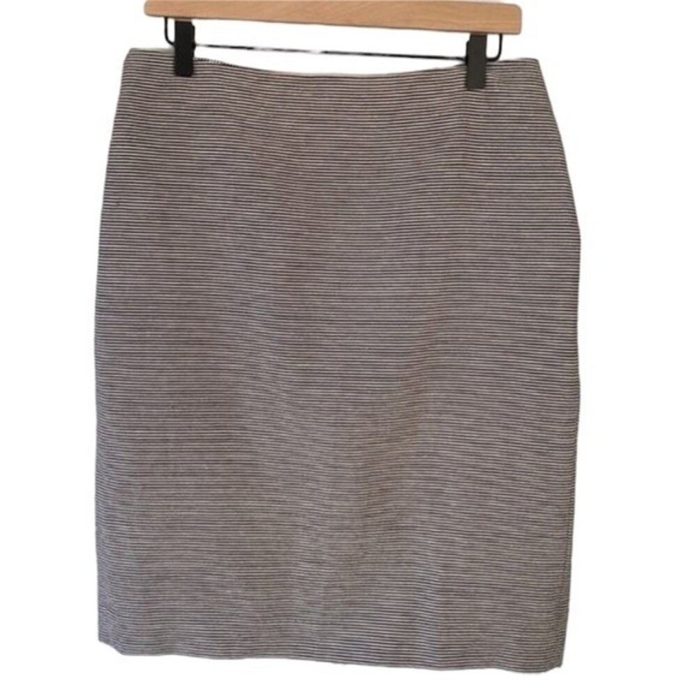Talbots Pin Striped Lined Pencil Skirt Cotton Blend Office Careerwear Neutral